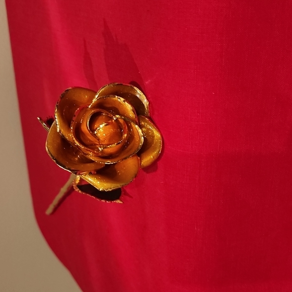 COPY - Steven Singer Real Rose Just Peachy Preserved and Dipped in 24 Karat Gold - Picture 2 of 12